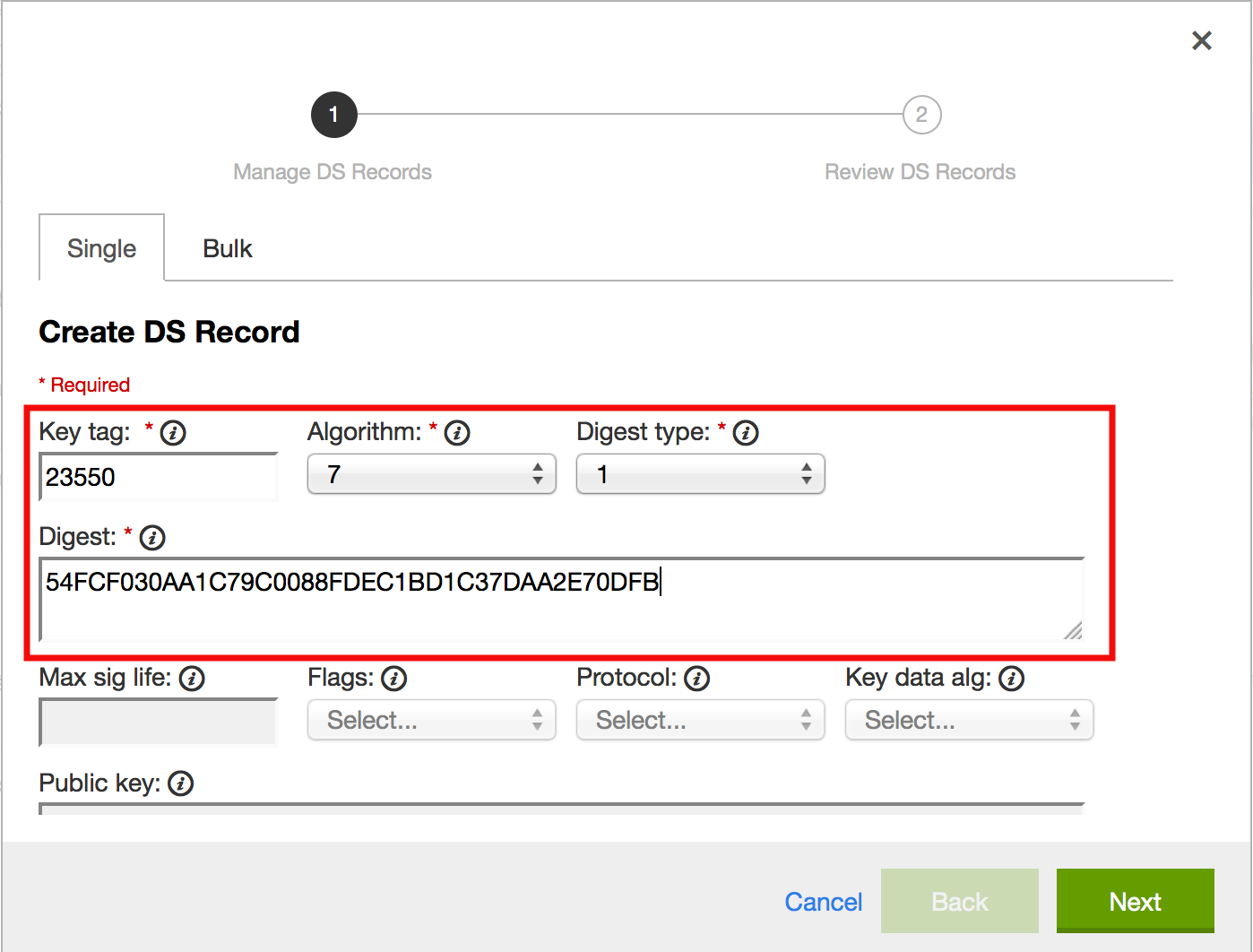 Upload DS Record Step #4