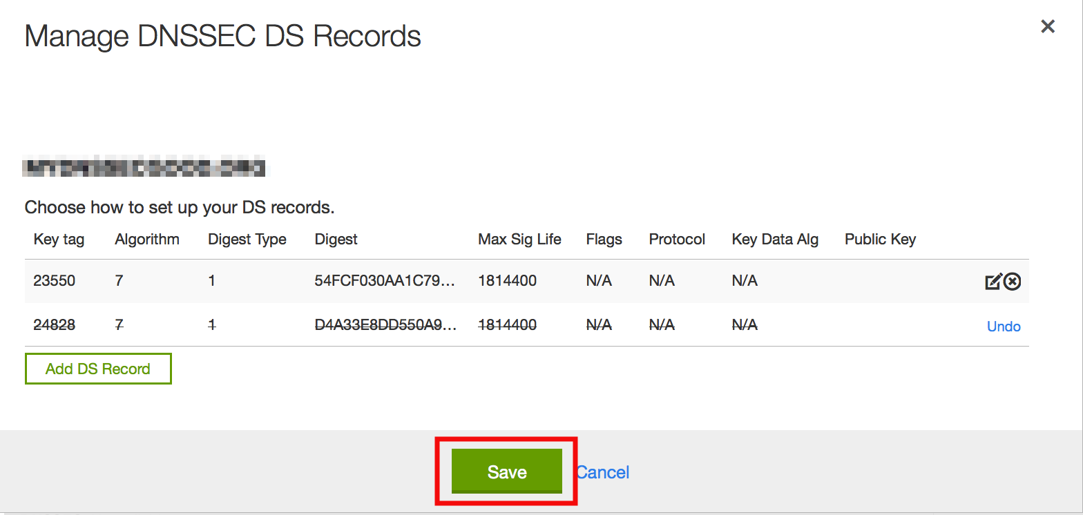 Remove DS Record Step #3